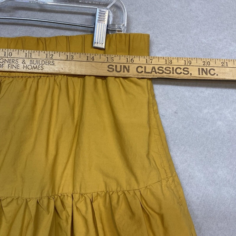 Who What Wear Women L Tiered Skirt Mustard Yellow Cotton Elastic Midi Boho - Picture 5 of 10